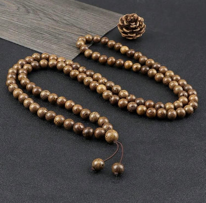 Mala Wooden OUD Bead Wrap Bracelet; Prayer Necklace