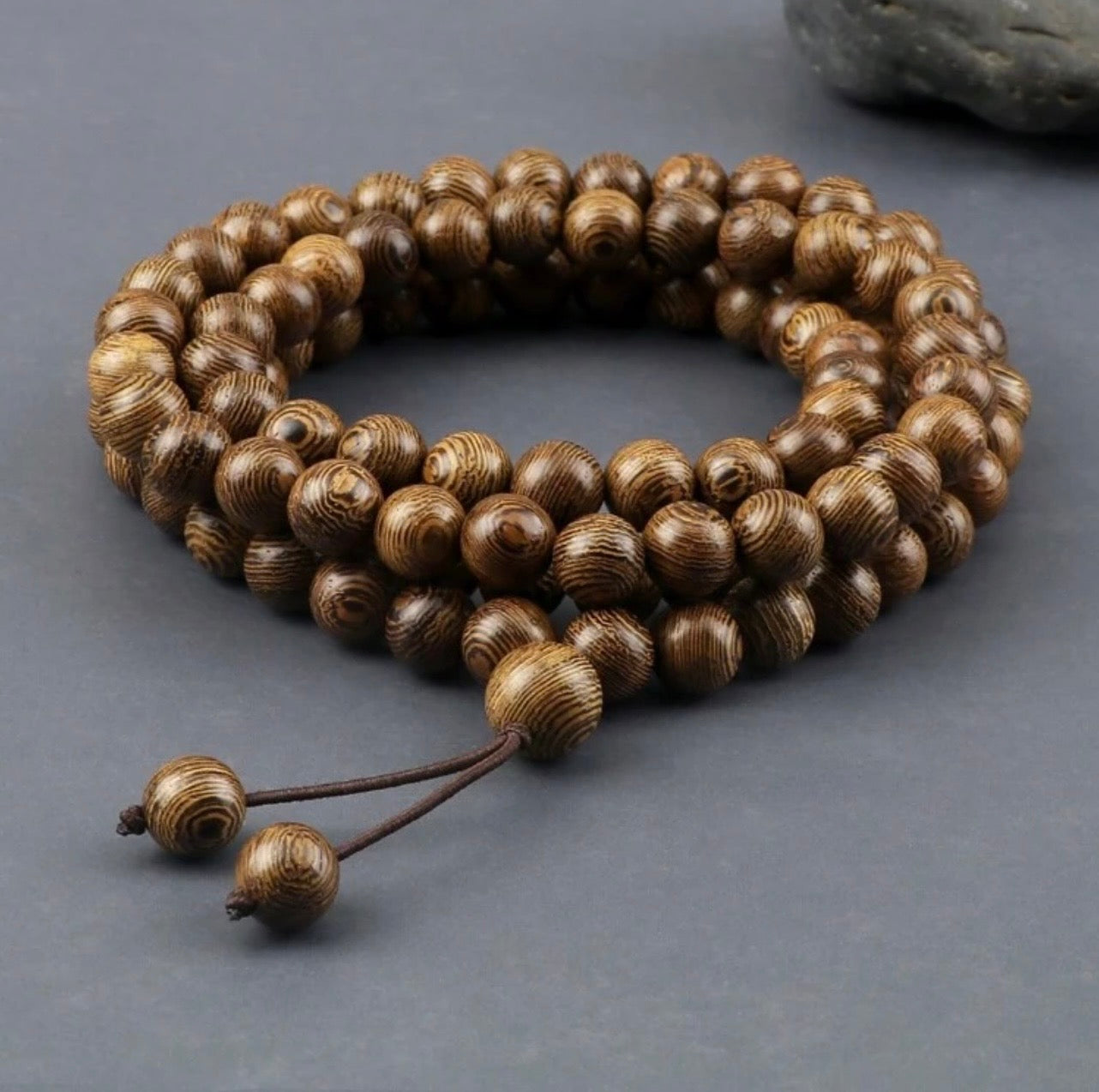 Mala Wooden OUD Bead Wrap Bracelet; Prayer Necklace