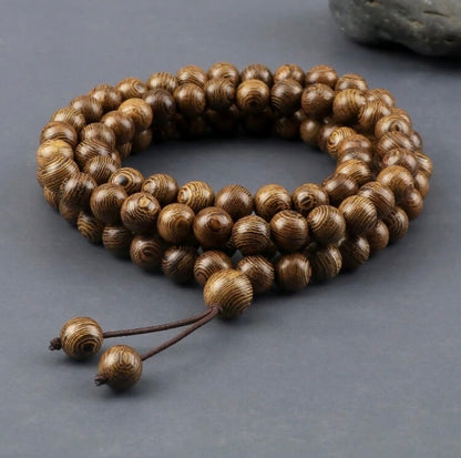 Mala Wooden OUD Bead Wrap Bracelet; Prayer Necklace