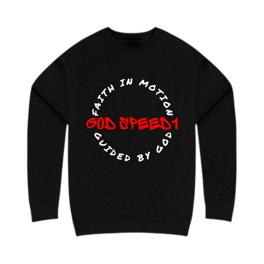 The "God Speed 1 " Crewneck Faith in Motion Black