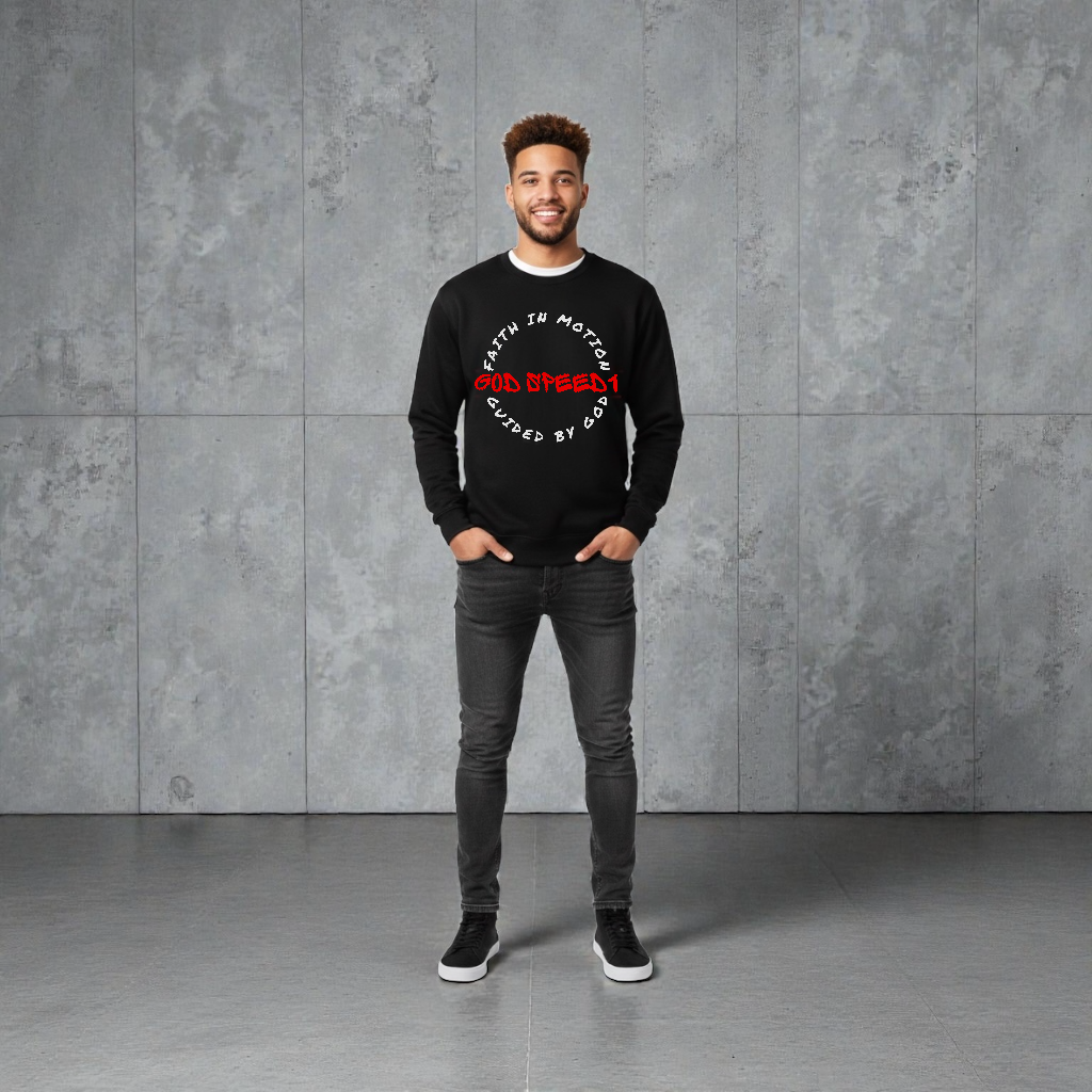The "God Speed 1 " Crewneck Faith in Motion Black