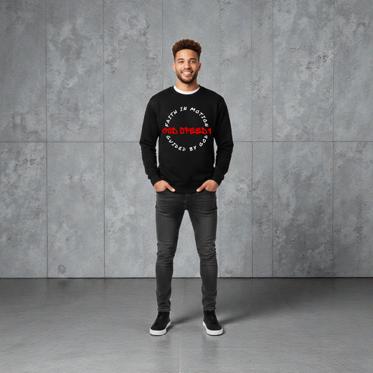 The "God Speed 1 " Crewneck Faith in Motion Black